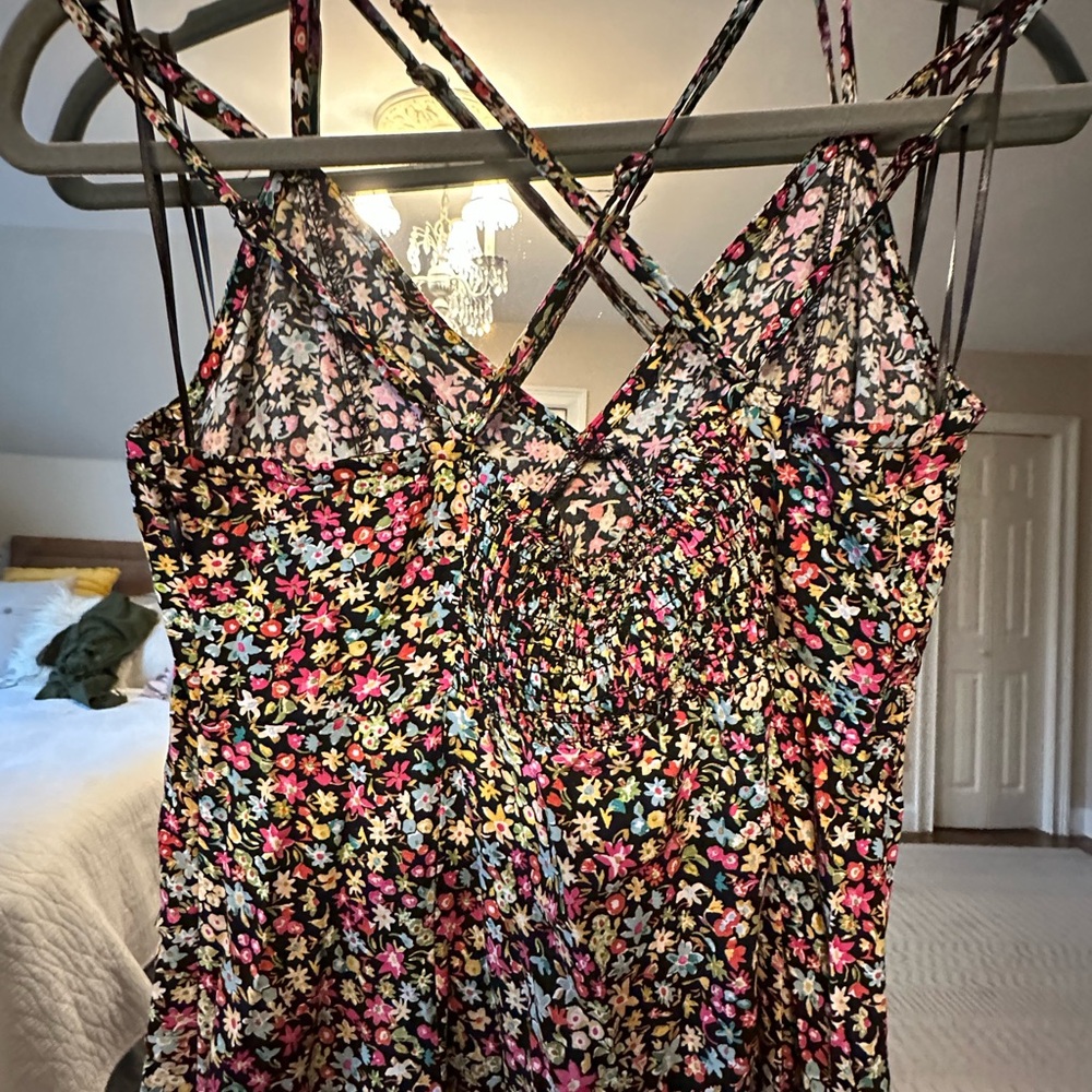 ZARA Black Floral Maxi Dress – Strappy Back – NWT – Size M